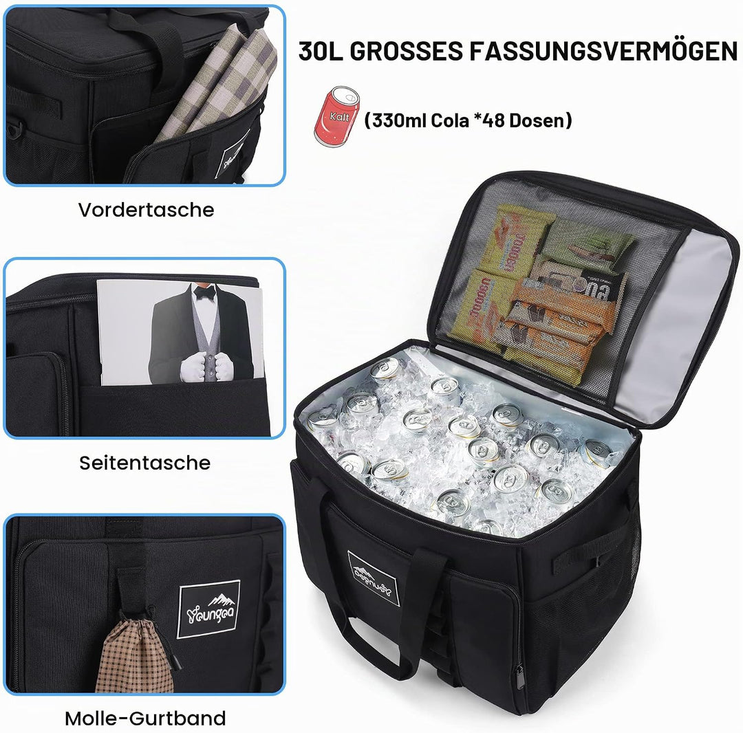Grosse Kühltasche, 30L Wasserdicht Faltbar Kühlbox Thermotasche, Isoliert Thermo Kühl Tasche Picknic