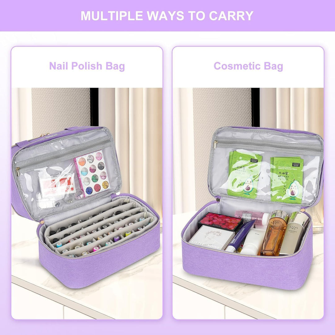 Nagellack Aufbewahrung Tasche - Doppelschichtige Nagellack Tasche Organizer für 40 Flaschen (15 ml-0