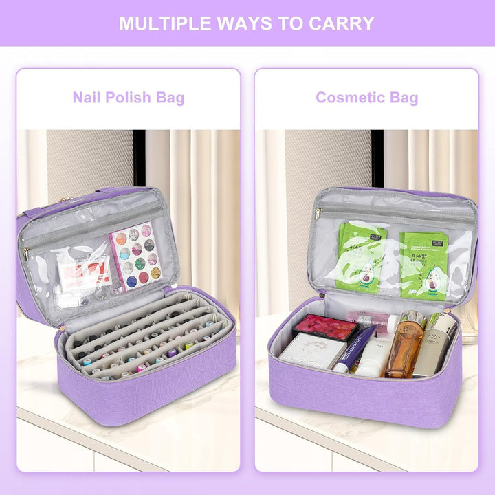 Nagellack Aufbewahrung Tasche - Doppelschichtige Nagellack Tasche Organizer für 40 Flaschen (15 ml-0
