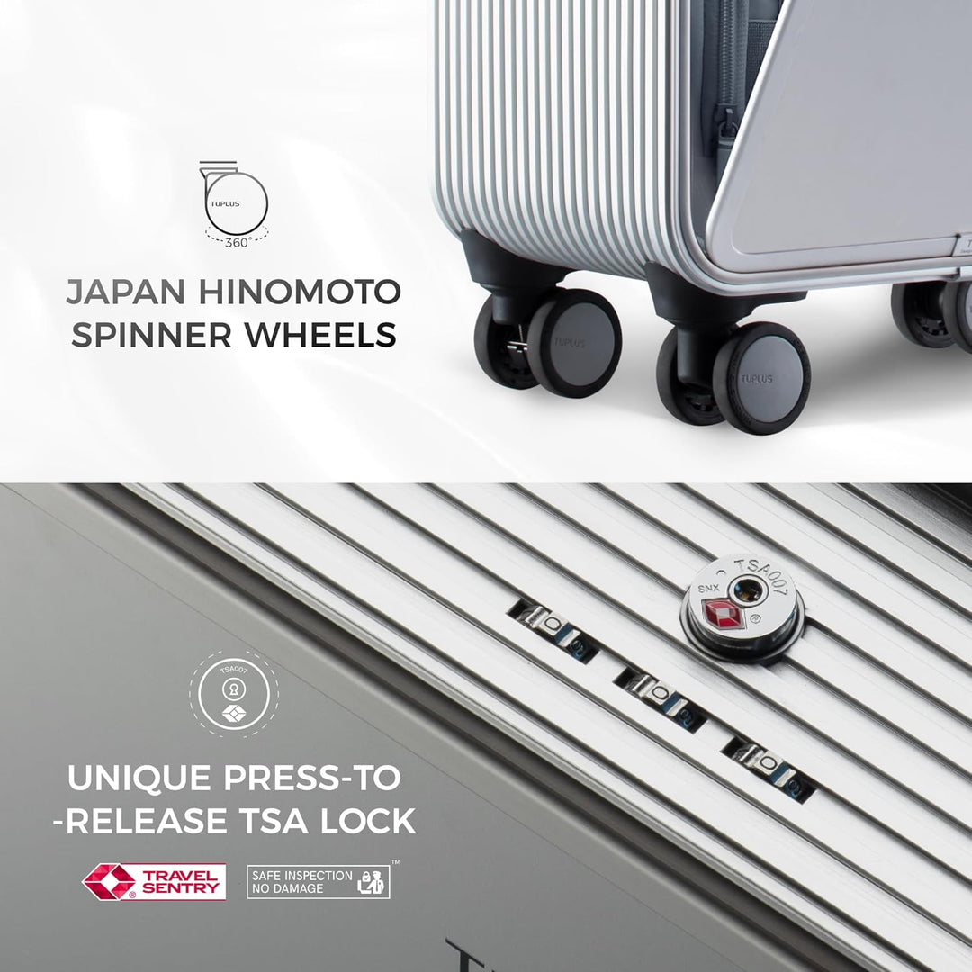 TUPLUS Koffer Aluminium Trolley Rollkoffer mit 4 Rollen Reisekoffer Handgepäck Hartschalenkoffer mit