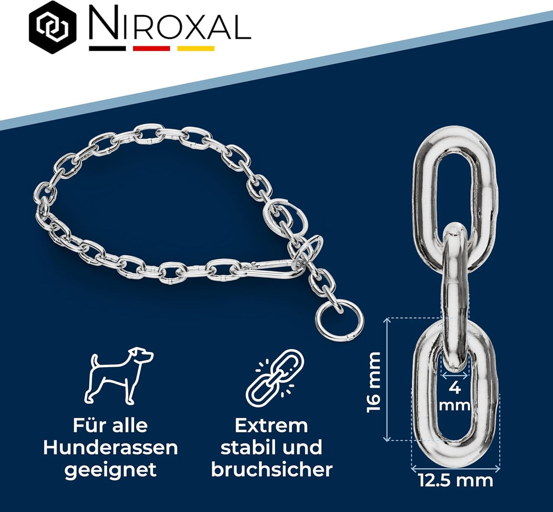 rostfreie Kombikette für Hunde - das ORIGINAL mit Zugstop - Edelstahl Hundekette Ketten Halsband kur