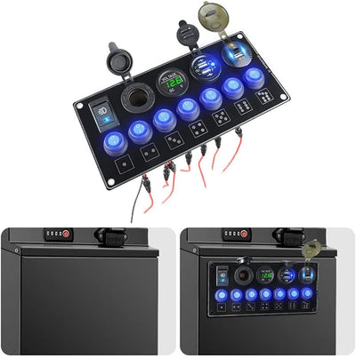 Asudaro LED Voltmeter Schalter Panel 6 Gang Schalter Panel Wasserdichte Dual USB Ladegerät Kippschal