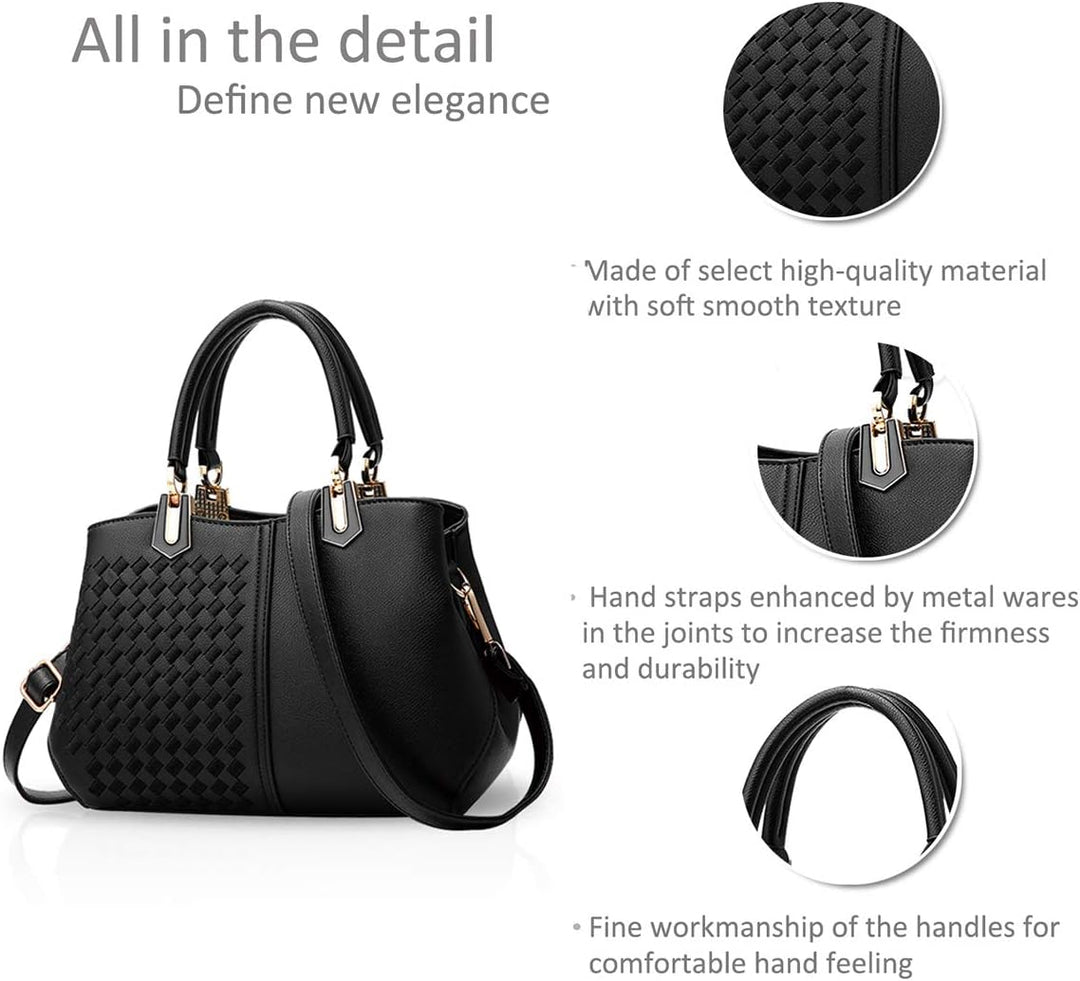 NICOLE&DORIS Frau Dame Handtaschen Schultertasche Taschen Shopper Umhängetasche PU Schwarz A, Schwar