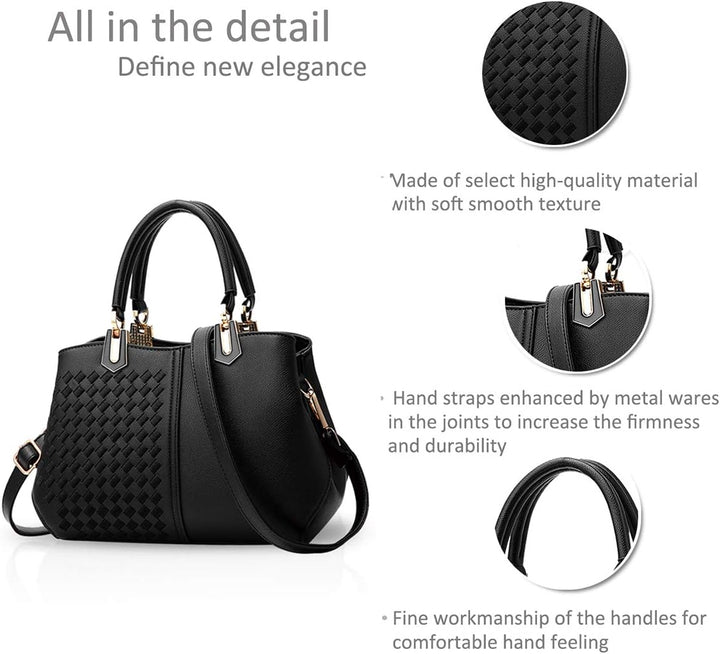 NICOLE&DORIS Frau Dame Handtaschen Schultertasche Taschen Shopper Umhängetasche PU Schwarz A, Schwar