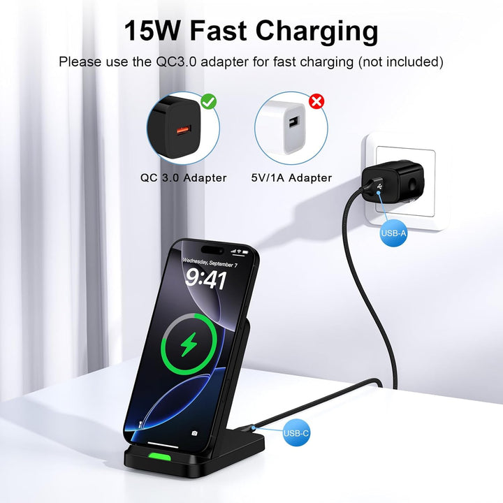 15W Fast Wireless Charger Stand Induktive Ladestation für Samsung Galaxy S25 Ultra/S24 FE/S23/S22/S2