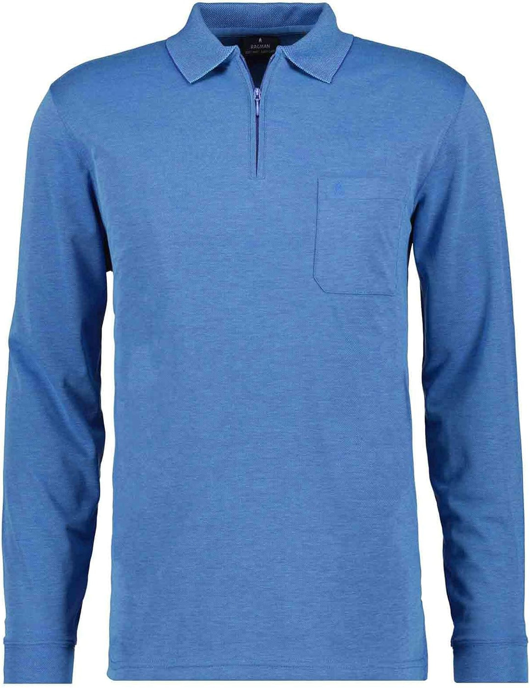 RAGMAN Herren Softknit-Poloshirt Langarm mit Zip S Aqua-702, S Aqua-702