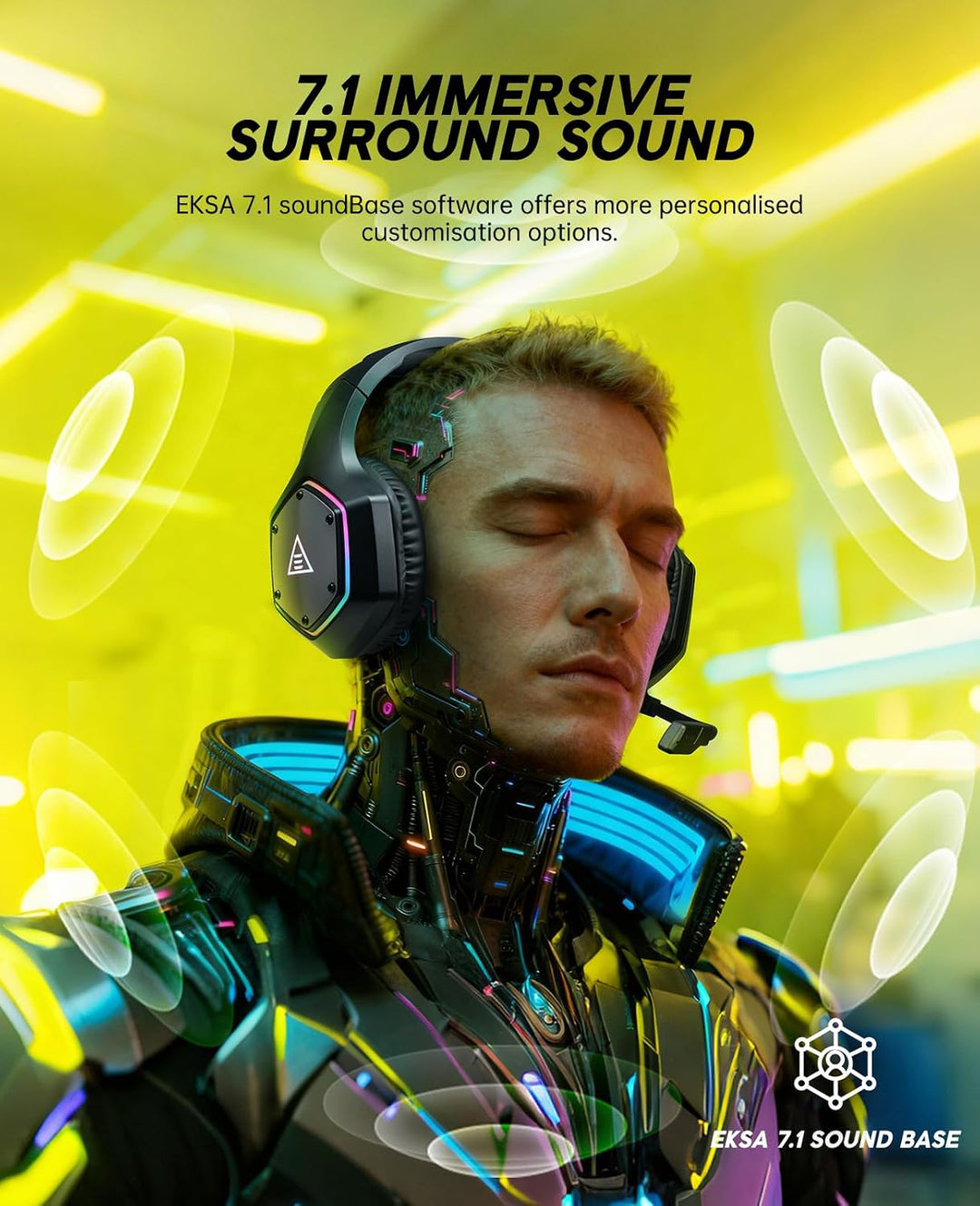 EKSA E1000BT Wireless Gaming Headset für PS5/PS4/PC/Switch/Mac, Bluetooth 5.4 Gaming Kopfhörer Kabel