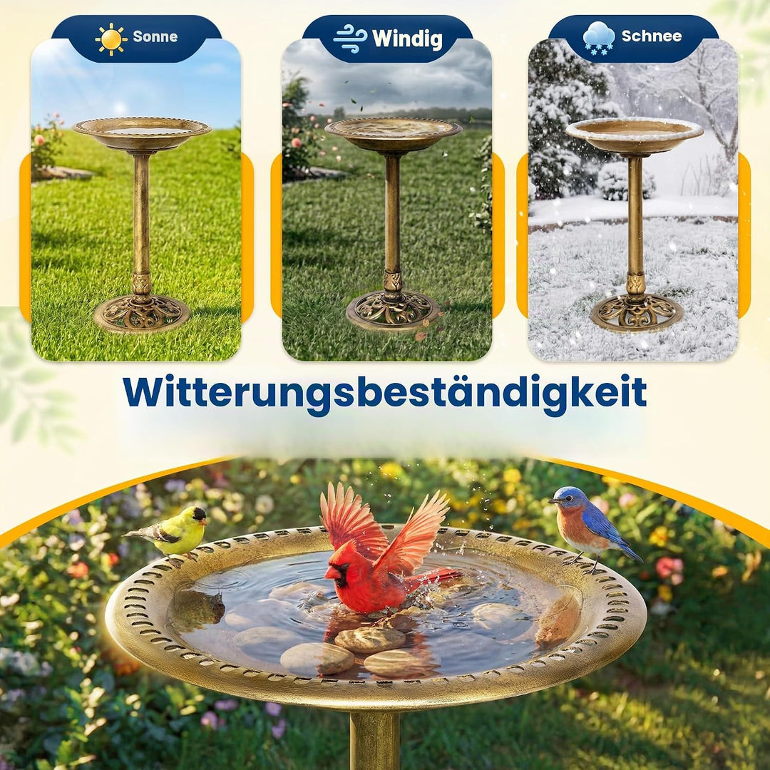 VIVOHOME Vogeltränke 71cm hoch Polyresin leicht antike Optik für Aussenbereich Kupfer, Kupfer