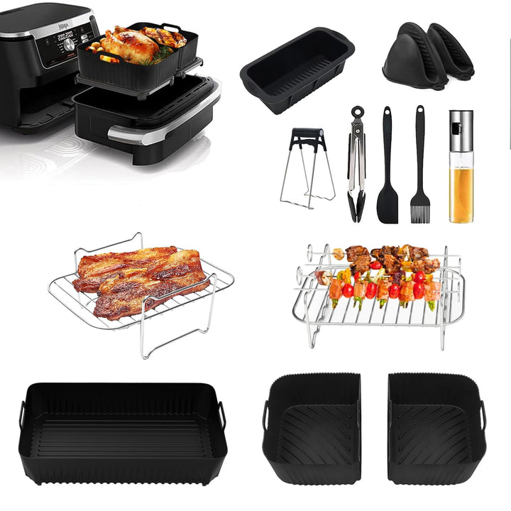 Airfryer Heissluftfritteuse Zubehör für Ninja Foodi Flexdrawer AF500EU 10.4 L, 1×10.4L and 2×5.2L, 1