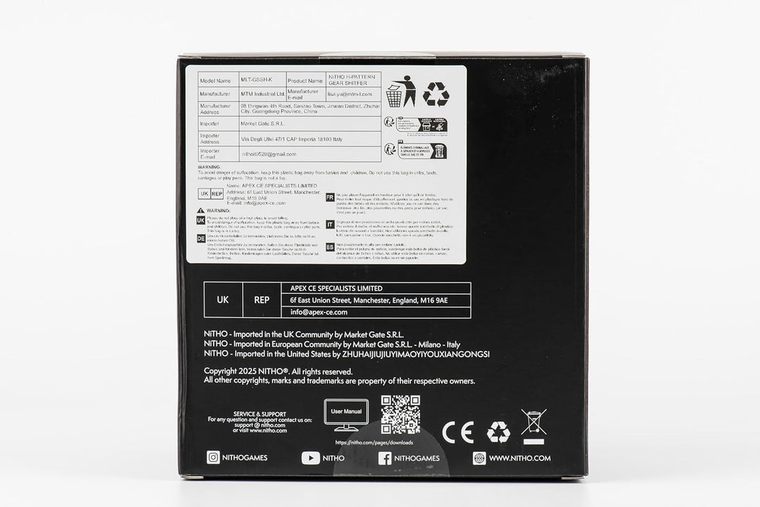 NITHO USB-Schalthebel Kompatibel mit PC-/Windows-Spielen, Realistischer Schalthebel, 6 Gänge mit H-S