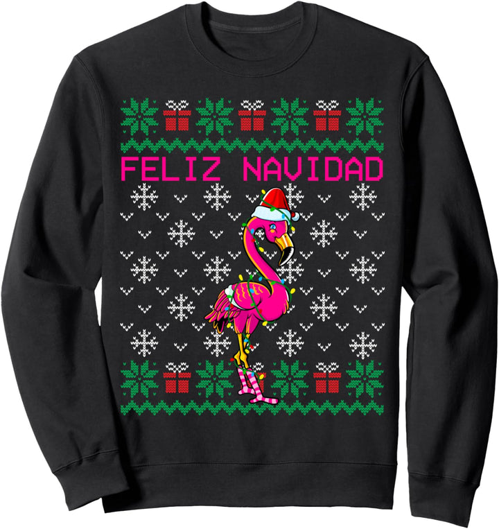 Flamingo Hässlicher Weihnachtspullover Feliz Navidad Sweatshirt