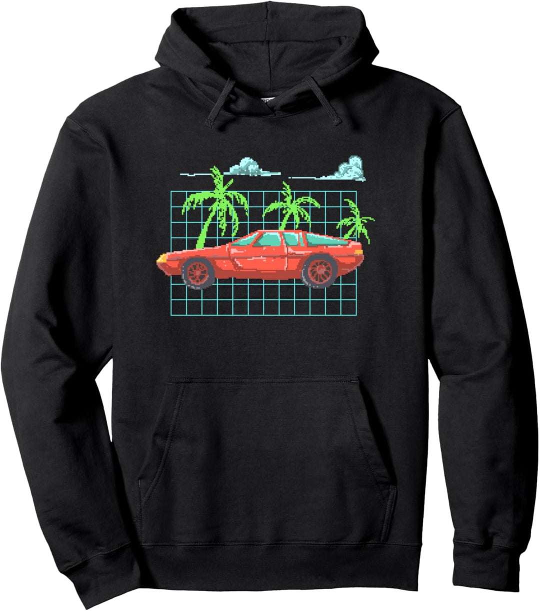 Synthwave Retrowave Vaporwave Pixel 2D Videospiel Art Pullover Hoodie