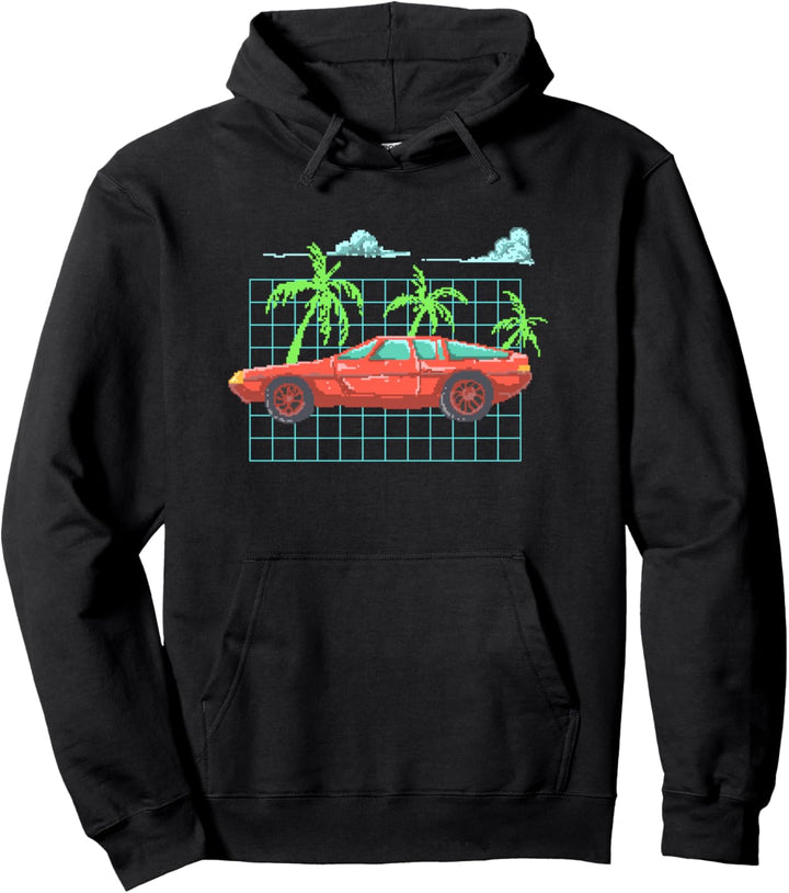 Synthwave Retrowave Vaporwave Pixel 2D Videospiel Art Pullover Hoodie
