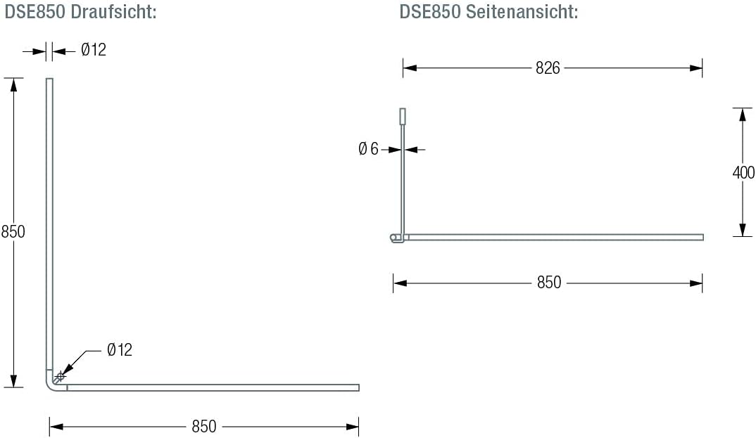 PHOS Edelstahl Design, DSE850, L-Form 85 x 85 cm, Duschvorhangstange, Deckenträger einkürzbar, echte
