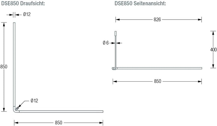 PHOS Edelstahl Design, DSE850, L-Form 85 x 85 cm, Duschvorhangstange, Deckenträger einkürzbar, echte