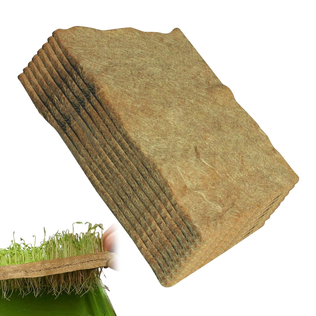 Hydrokultur-Anzuchtmatten,8 Stück Jute-Sämlings-Gemüseanzucht-Tabletts - 25x50 cm erdfreie Keimmatte