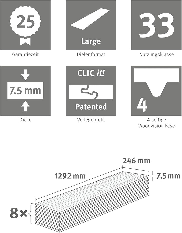 EGGER EHD022 Designboden GreenTec natur-Timbara Eiche (7,5mm kompakt 2,54m²) Design-extrem robust, s