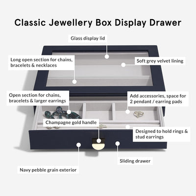 Stackers Navy Pebble Classic Jewellery Box Display Drawer, Navy