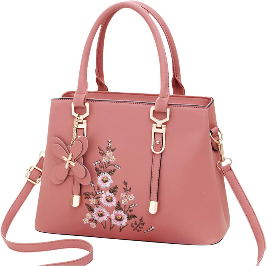 FANDARE Damen Henkeltaschen Wasserdicht Tote Beutel Umhängetaschen Schultertasche PU-Leder Bestickte