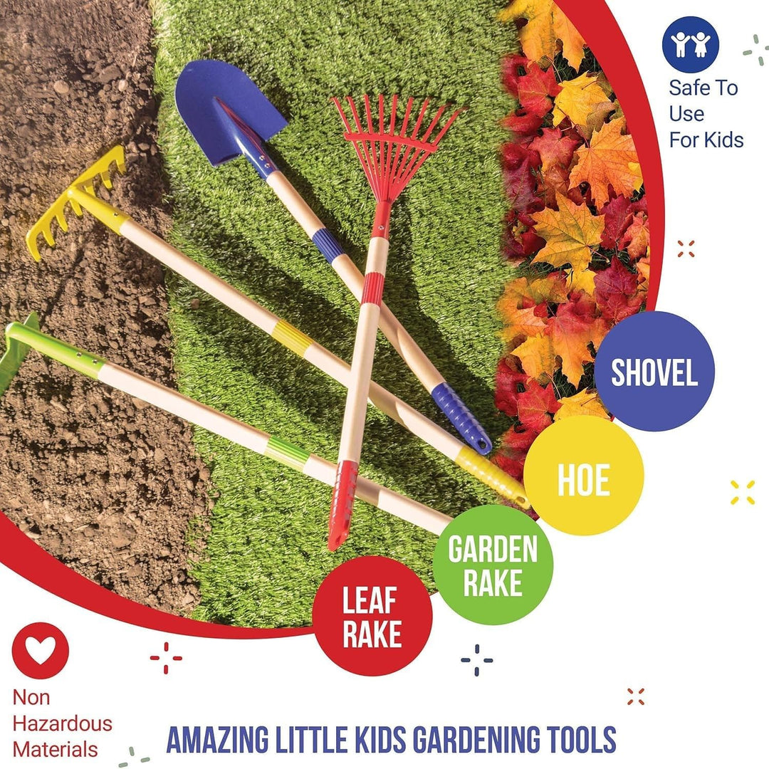 LATERN 6 Stück Kinder Gartenwerkzeug Set, 71CM Metall Gartenwerkzeuge Gross Schaufel Rechen Hacke La