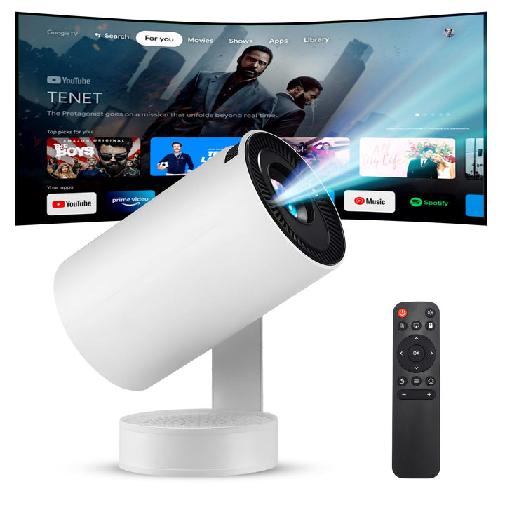 Beamer Mini Projektor Unterstützt WiFi Drahtlose Verbindung Smart TV Auto Trapezkorrektur 180° Drehu