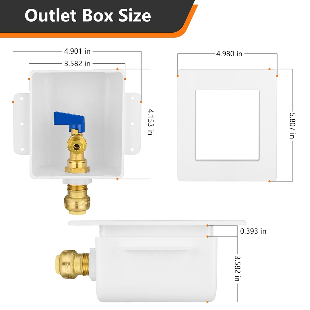 HeSun Push-to-Connect Eiswürfelbereiter-Auslassbox, Einlass 1,27 cm Steckverbindung x Auslass 1/4 Zo