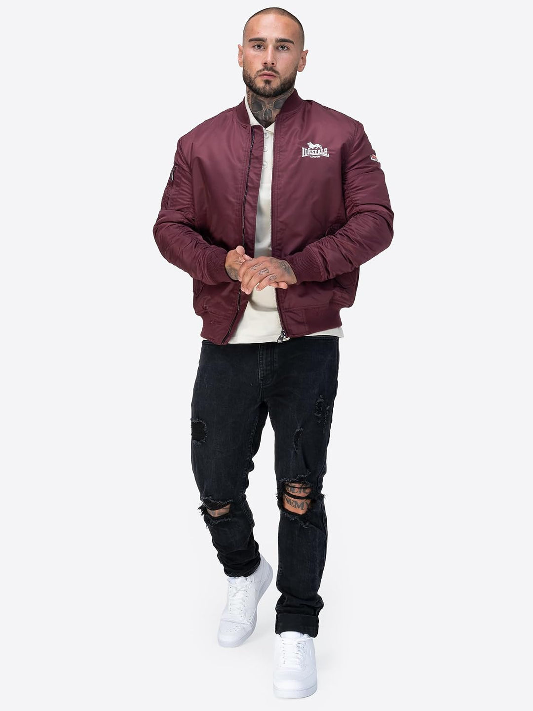 Lonsdale Herren Jacke schmale Passform TERN HILL Oxblood/White S, Oxblood/White S