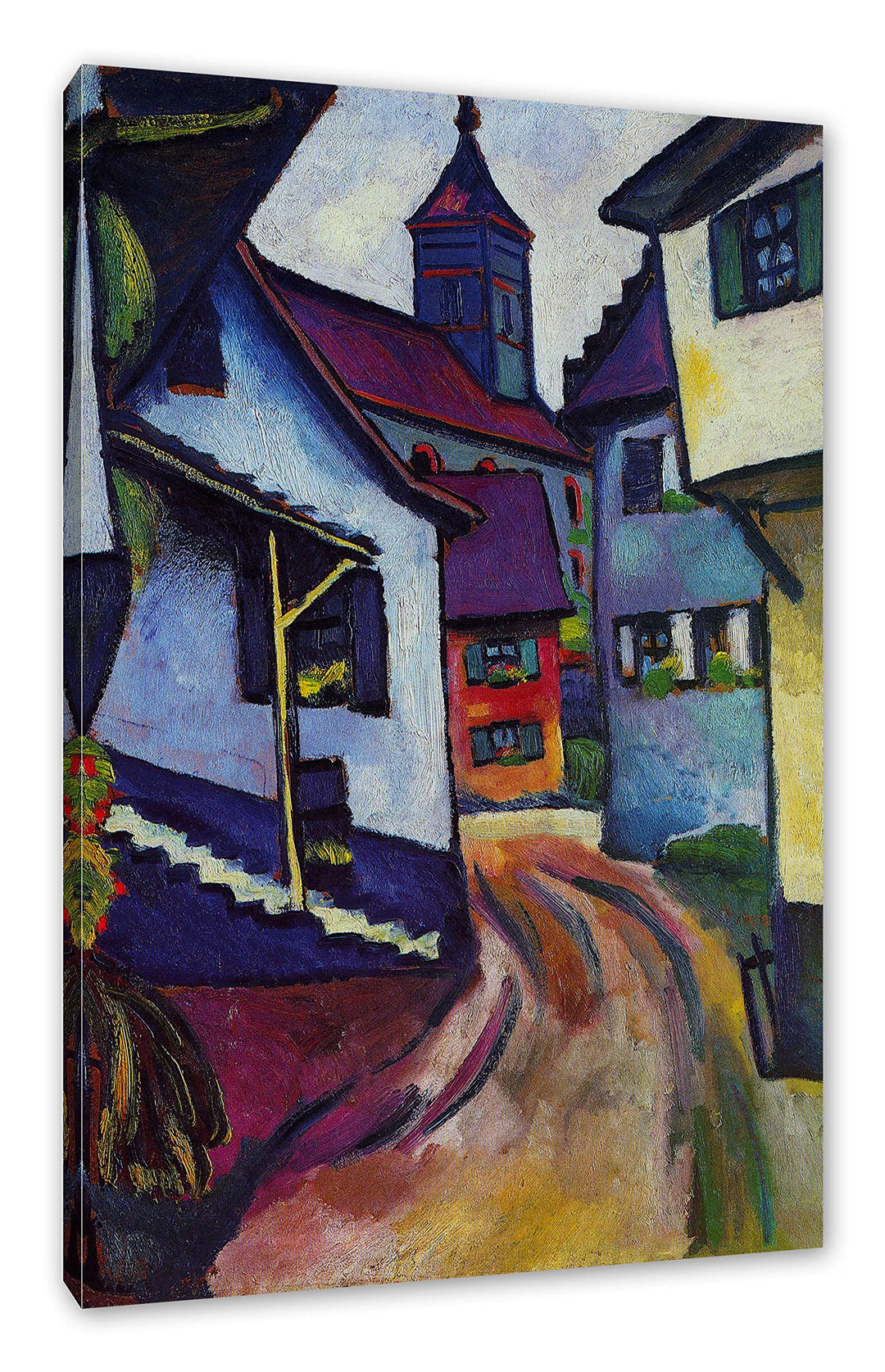 Generisch August Macke - Strasse mit Kirche in Kandern als Leinwandbild / Grösse: 100x70 cm / Wandbi