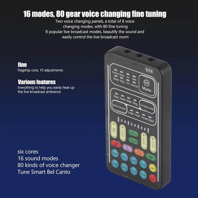 Annadue Voice Changer, I9 Voice Changer Set Tragbarer -Soundkarten-Live-Streaming-Mixer mit Mikrofon