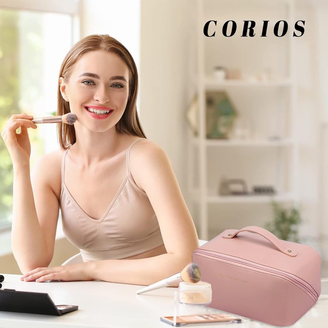 CORIOS Kulturtasche für Frauen Tragbare Kosmetiktasche Wasserabweisende Kulturbeutel Reise Waschbeut