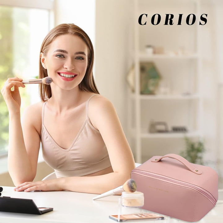 CORIOS Kulturtasche für Frauen Tragbare Kosmetiktasche Wasserabweisende Kulturbeutel Reise Waschbeut