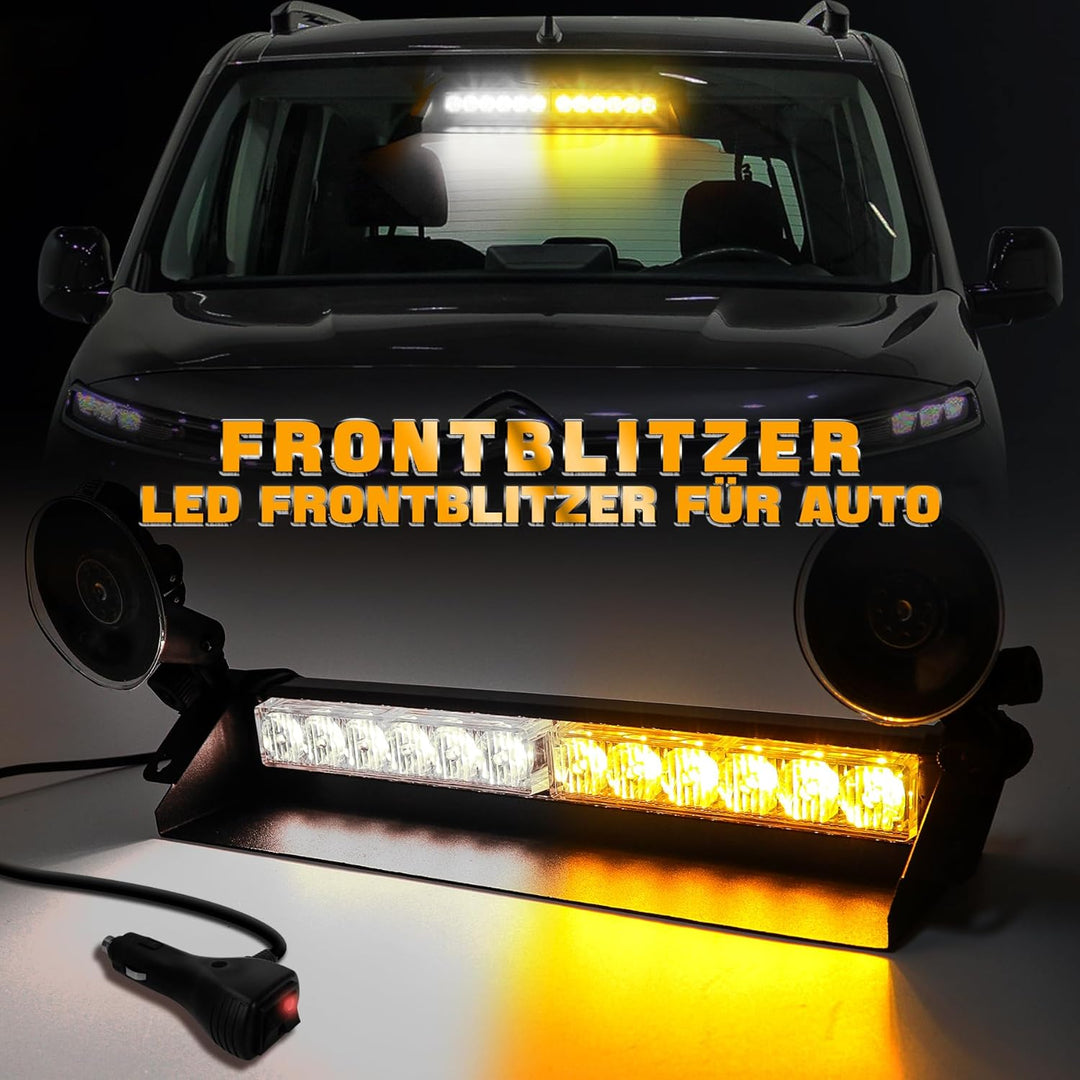 ROUTEKING Warnleuchte 12LED Frontblitzer - 9 Blinkende Stroboskop-Modi Blitzleuchte, IP66 Waterproof