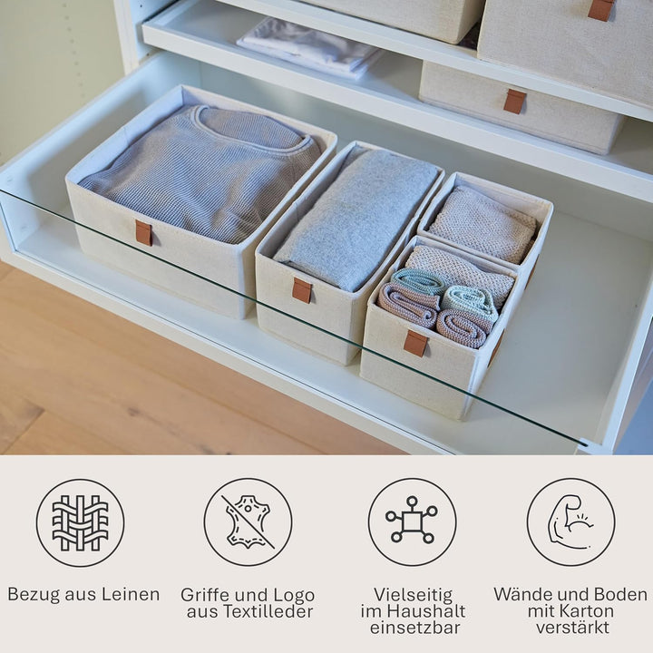 LOVE IT STORE IT - Premium - 3er Set Schrank Organizer aus Leinen - Schubladen Organizer für Kleider