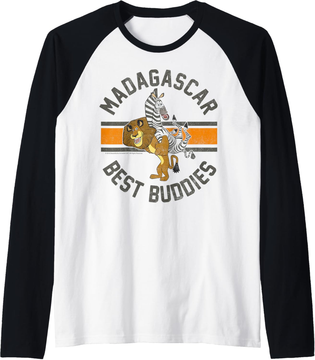 Madagascar Alex And Marty Best Buddies Striped Text Poster Raglan