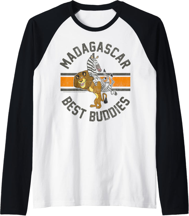 Madagascar Alex And Marty Best Buddies Striped Text Poster Raglan
