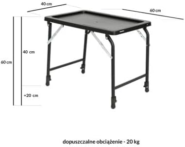FOXCUP Carp Angeltisch ST5 Deluxe Campingtisch Karpfen Klapptisch Angeln mit extra Höhe 60x40x39-59