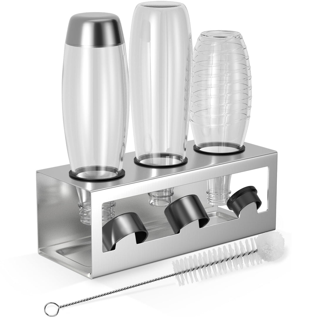 HOMMAND Flaschenhalter für SodaStream Crystal und Emil Flaschen, Edelstahl Flaschenhalter Abtropfges