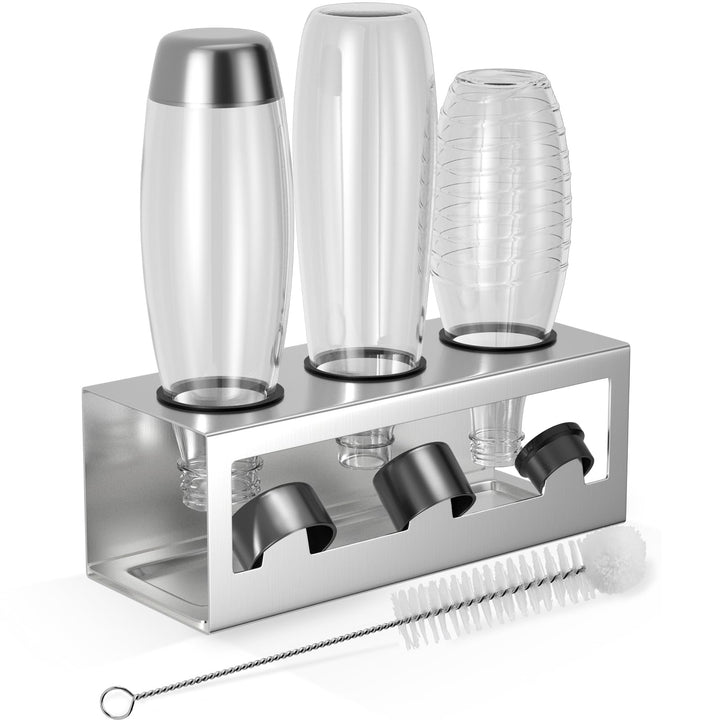 HOMMAND Flaschenhalter für SodaStream Crystal und Emil Flaschen, Edelstahl Flaschenhalter Abtropfges