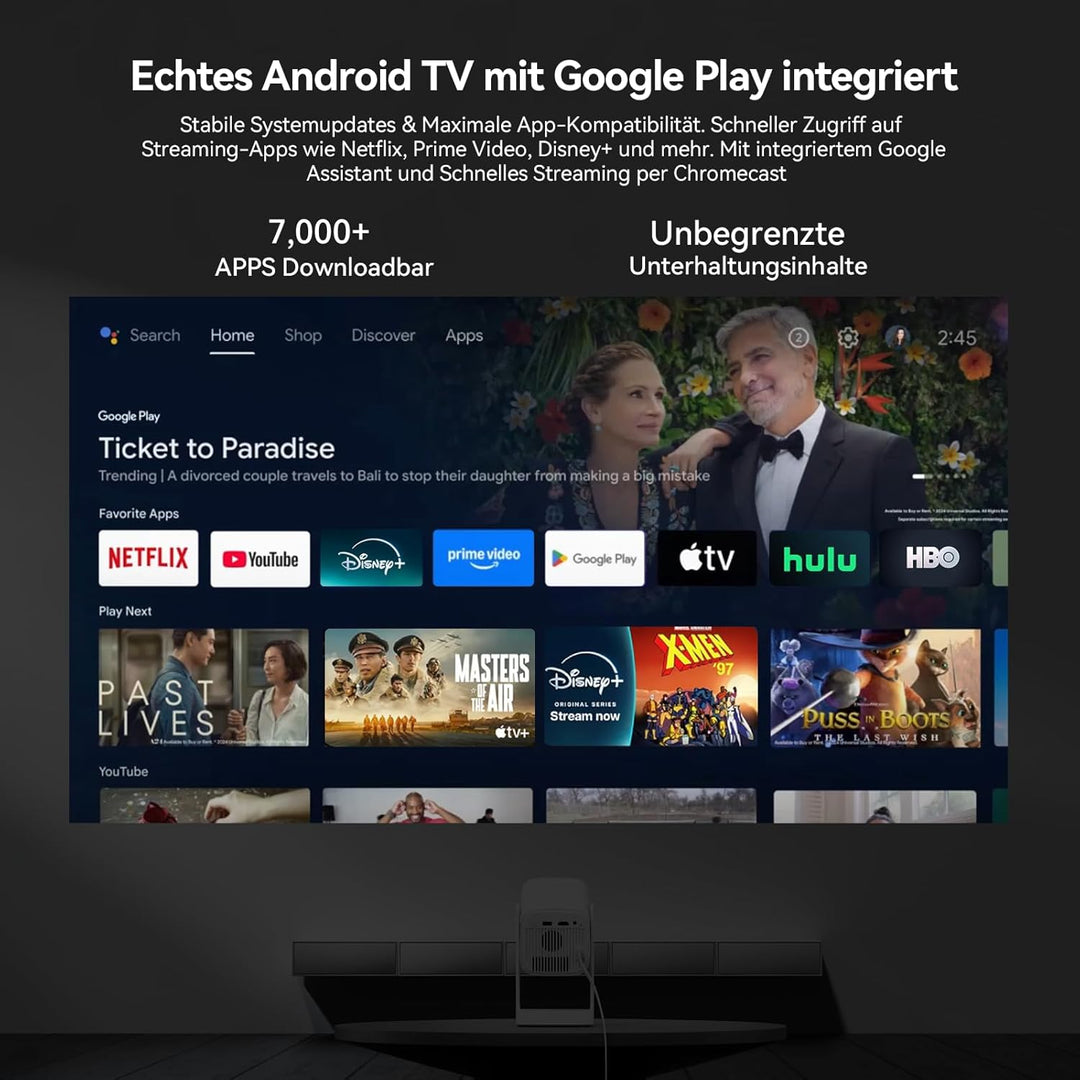 WANBO Cube 1 Mini Smart Beamer Android TV/Netflix/360° Drehbar, Linsenschutz, 200 ISO Lumen, 1080P U