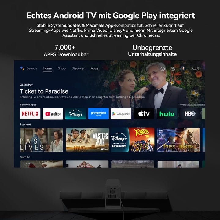 WANBO Cube 1 Mini Smart Beamer Android TV/Netflix/360° Drehbar, Linsenschutz, 200 ISO Lumen, 1080P U