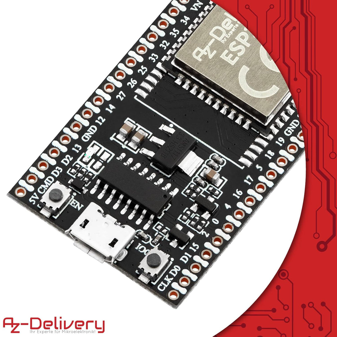 AZDelivery 5 x ESP32S Dev Kit C V4 NodeMCU WLAN/WiFi Development Board unverlötet kompatibel mit Ard