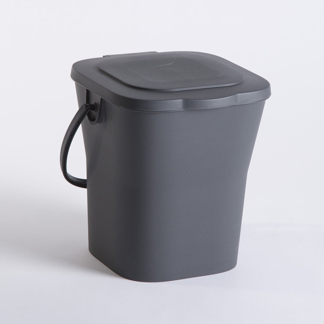 EDA 13119 G Kompakteimer 6 l mit Deckel, Polypropylen, Grau, Masse 24,8 x 23,8 x 24,3 cm