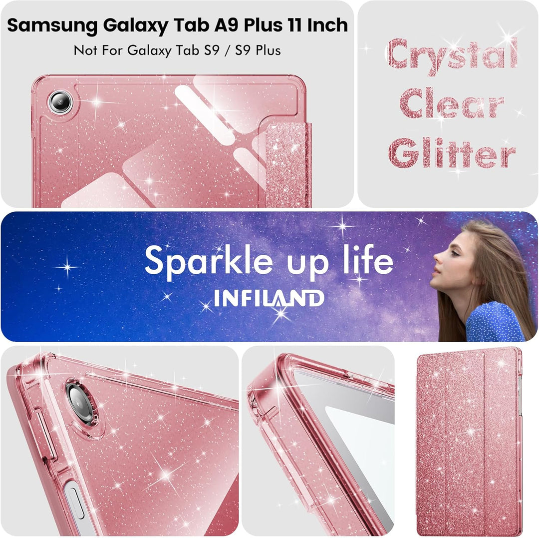 INFILAND Hülle für Samsung Galaxy Tab A11+/A9+11 Zoll (2023/2025),Glitzernde Schutzhülle mit funkeln