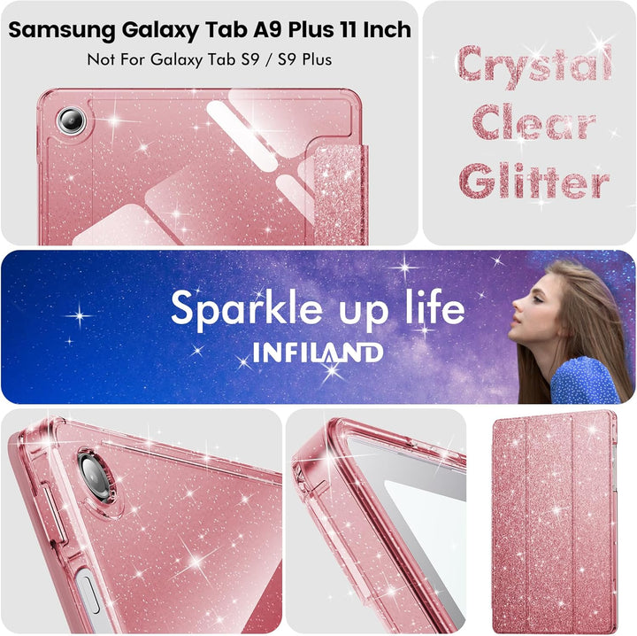 INFILAND Hülle für Samsung Galaxy Tab A11+/A9+11 Zoll (2023/2025),Glitzernde Schutzhülle mit funkeln