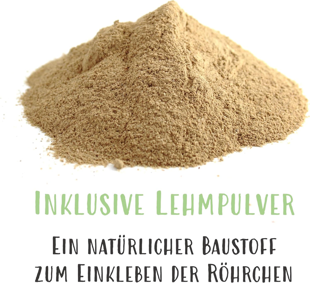 Reparaturset - Schilfröhrchen für Insektenhotels inkl. Lehmpulver, ca. 100 Stück, Länge 8 cm, Durchm