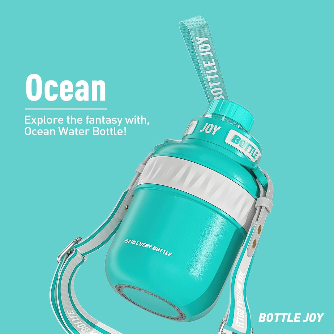 BOTTLE JOY Isolierte Edelstahl Wasserflasche für Sport und Reisen, BPA Frei, Wasserflasche mit Gurt