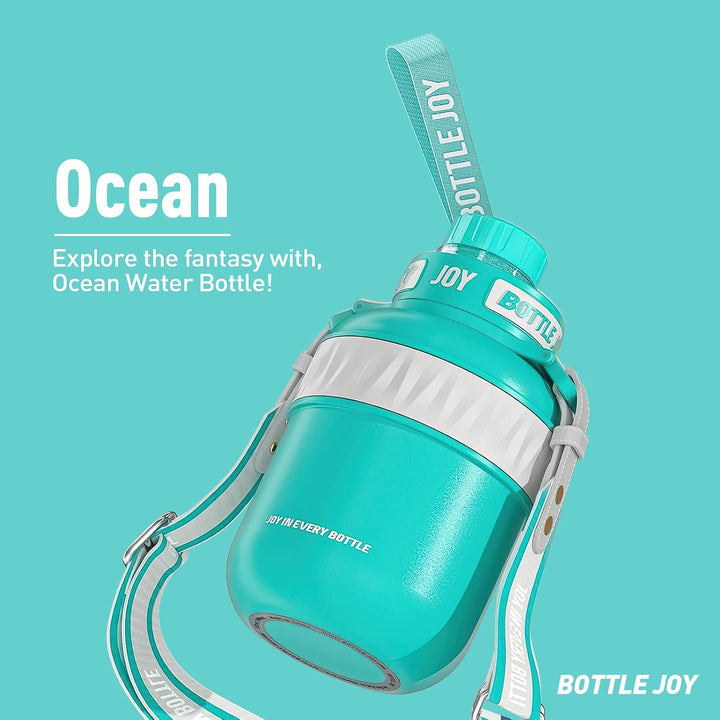 BOTTLE JOY Isolierte Edelstahl Wasserflasche für Sport und Reisen, BPA Frei, Wasserflasche mit Gurt
