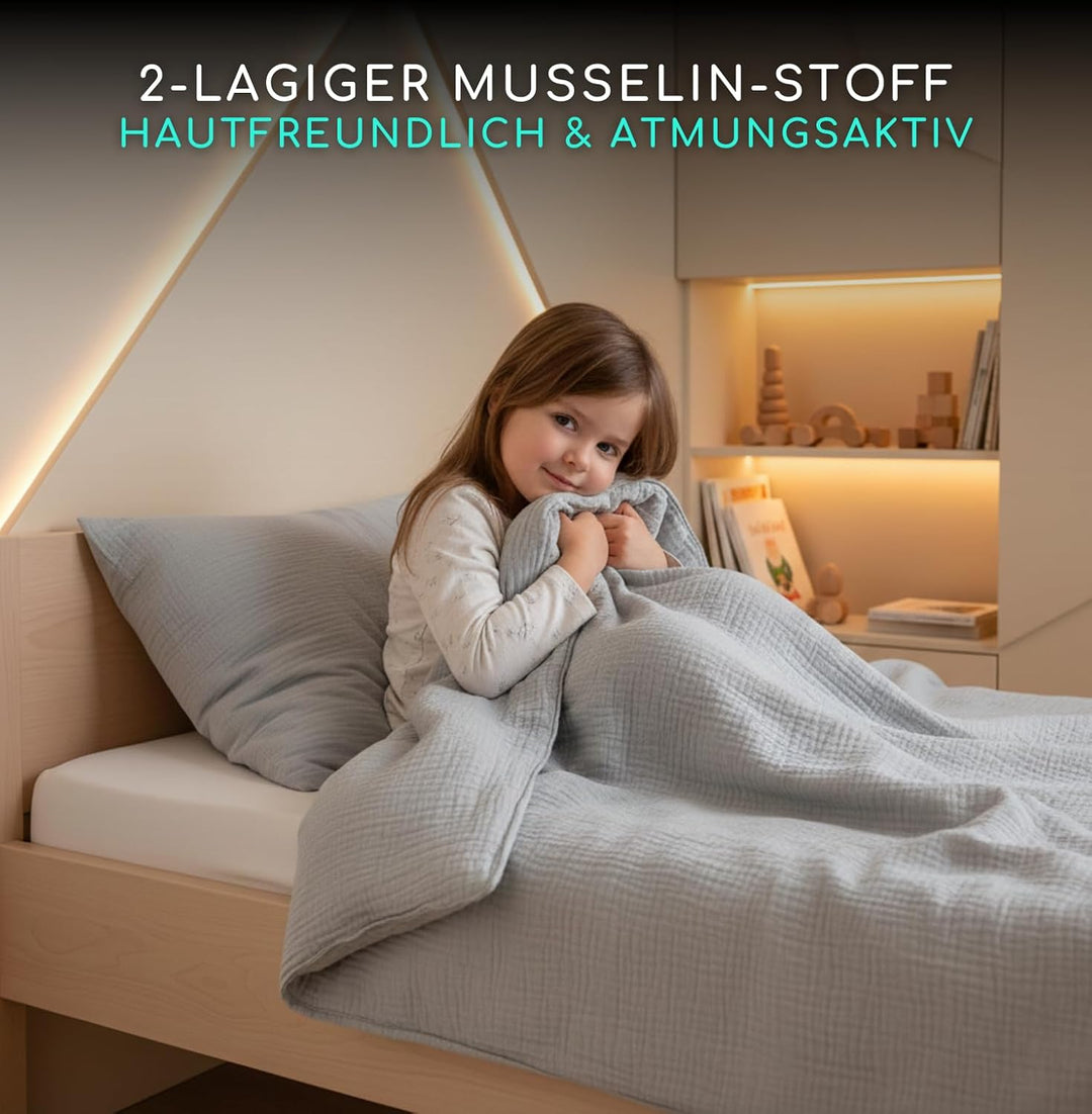 ALAVYA HOME® Kinderbettwäsche 100x135 2 teilig |Zertifiziert & für Allergiker geeignet | Mus