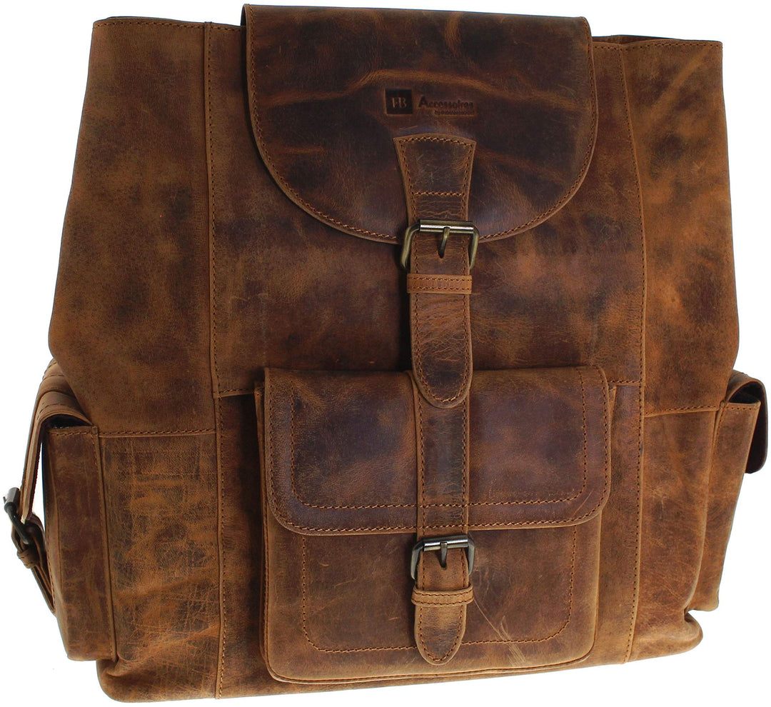 Fashion Boots Unisex Tasche FB Bags 1213 Backbag Red Lederrucksack Braun