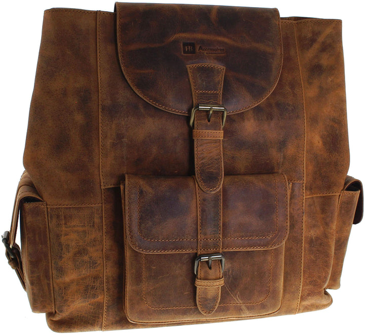 Fashion Boots Unisex Tasche FB Bags 1213 Backbag Red Lederrucksack Braun